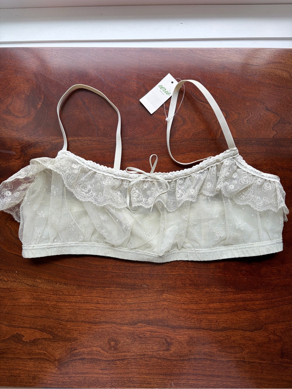 aerie light green Lace Ruffle Bralette